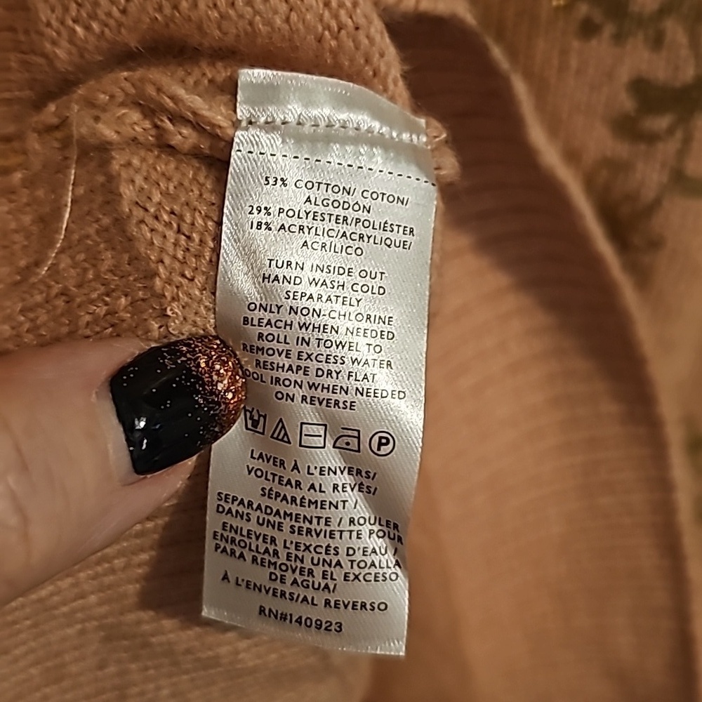 Loft peach gold shimmer paisley sweater sz small new with tags - Picture 8 of 8